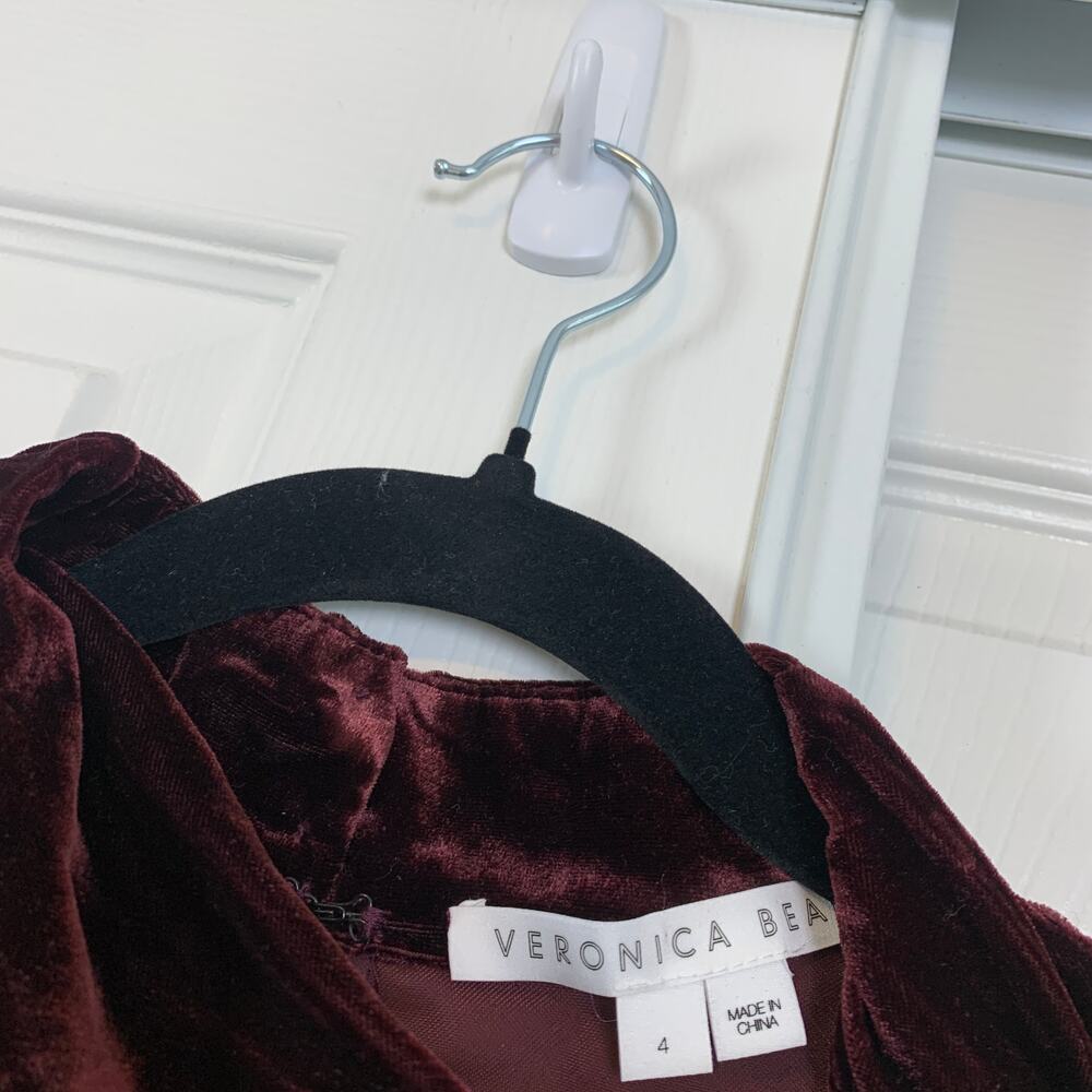 Veronica Beard Kura Cowl Neck Velvet Velour Maxi Gown Dress Merlot Size 4 - Picture 8 of 11